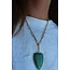 Natural stone heart necklace green - stainless steel