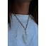 Natural stone heart necklace white - stainless steel