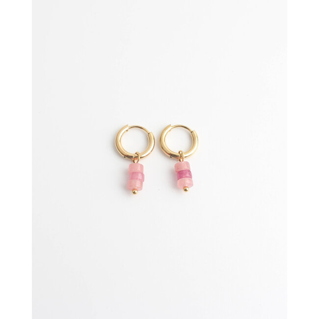'Belle' earrings Pink & Gold - stainless steel