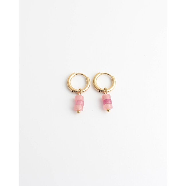 'Belle' earrings Pink & Gold - stainless steel