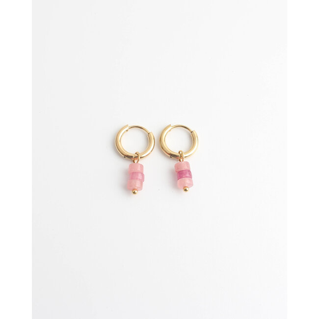 Boucles d'oreilles 'Belle' Rose & Doré - acier inoxydable