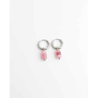 Ohrringe 'Belle' Pink & Silber - Edelstahl