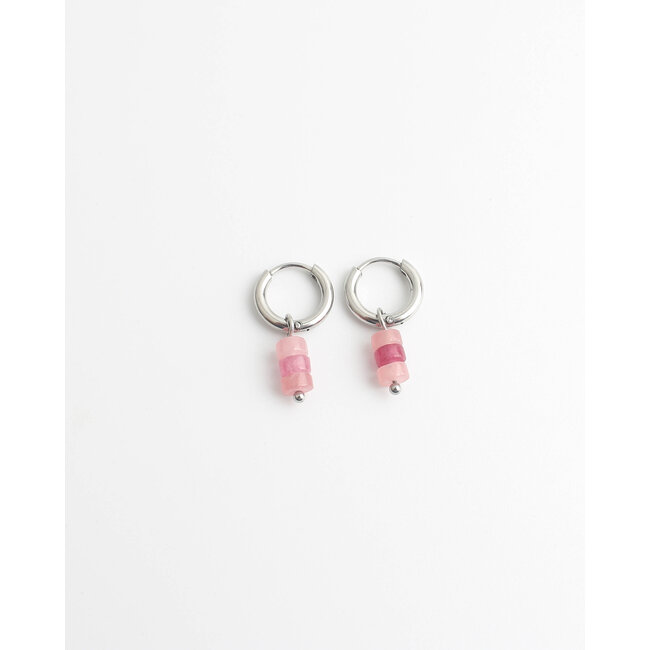 Boucles d'oreilles 'Belle' Rose & argent - acier inoxydable