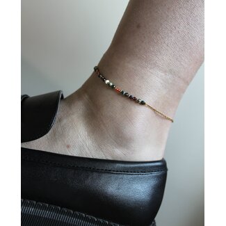 'Tira' anklet Nutural Stones Multicolor- Stainless Steel