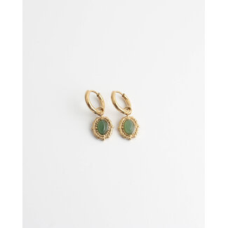 Boucles d'oreilles 'Elina' vert & doré - acier inoxydable