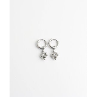 'Ellie' Boucles d'oreilles PERLE ARGENT- acier inoxydable