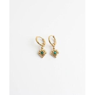 'Ellie' Boucles d'oreilles VERT - acier inoxydable