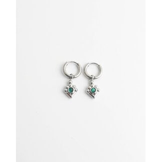 'Ellie' earrings GREEN SILVER- stainless steel