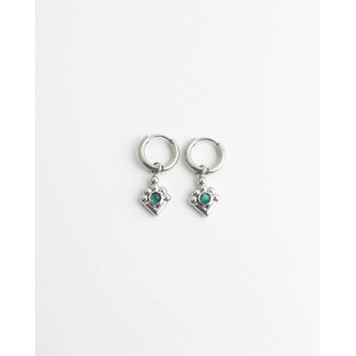 'Ellie' earrings GREEN SILVER - stainless steel