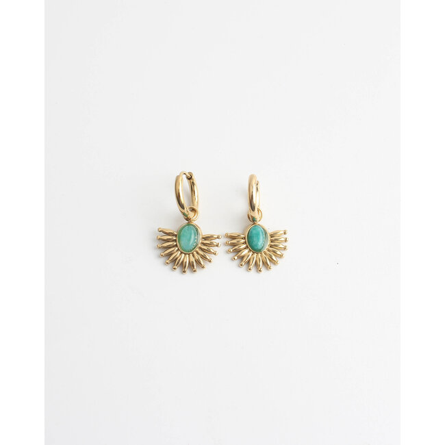 'Cecilla' boucles d'oreilles Doré BLEU - Acier inoxydable