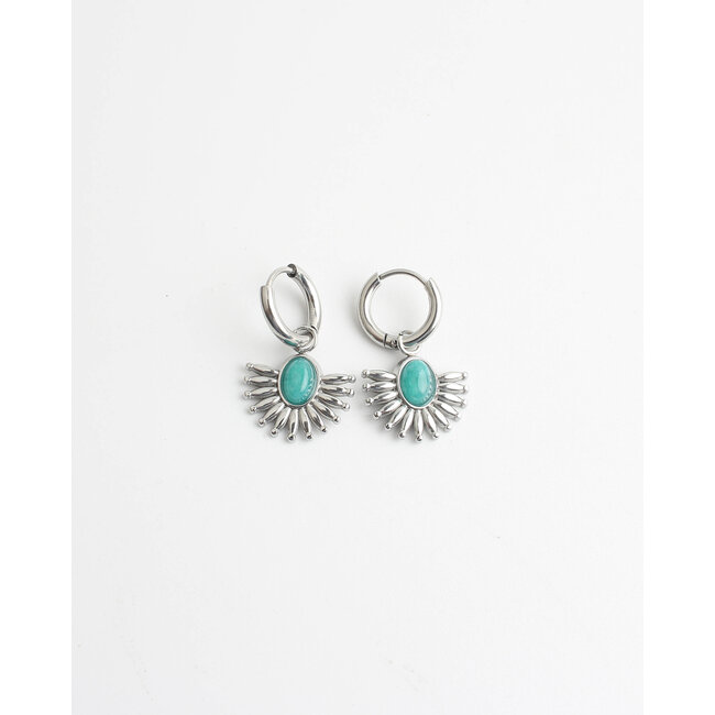 'Cecilla' boucles d'oreilles ARGENT BLEU - Acier inoxydable