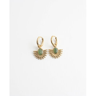 'Cecilla' boucles d'oreilles Doré VERT - Acier inoxydable