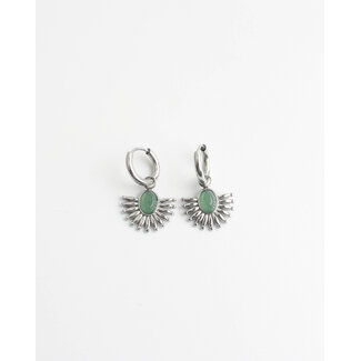 'Cecilla' earrings SILVER GREEN - Stainless steel