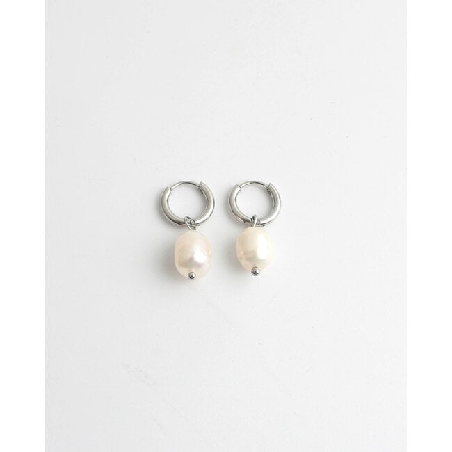 "Classic Freshwater pearl" EARRINGS SILVER - Stainless Steel