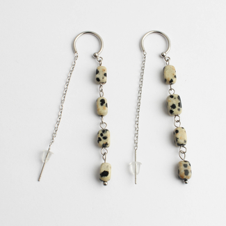 Daniëlle earrings Dalmatian JASPIS SILVER - Stainless Steel