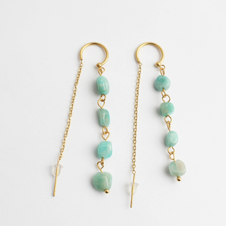 'Daniëlle' earrings Turqouise & Gold  - Stainless Steel