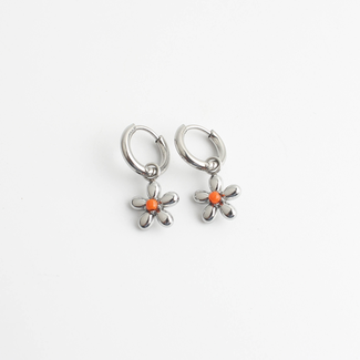 'Poppy' boucles d'oreilles ORANGE ARGENT - Acier inoxydable