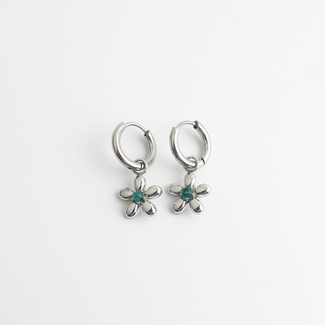 'Poppy' boucles d'oreilles ARGENT VERT - Acier inoxydable