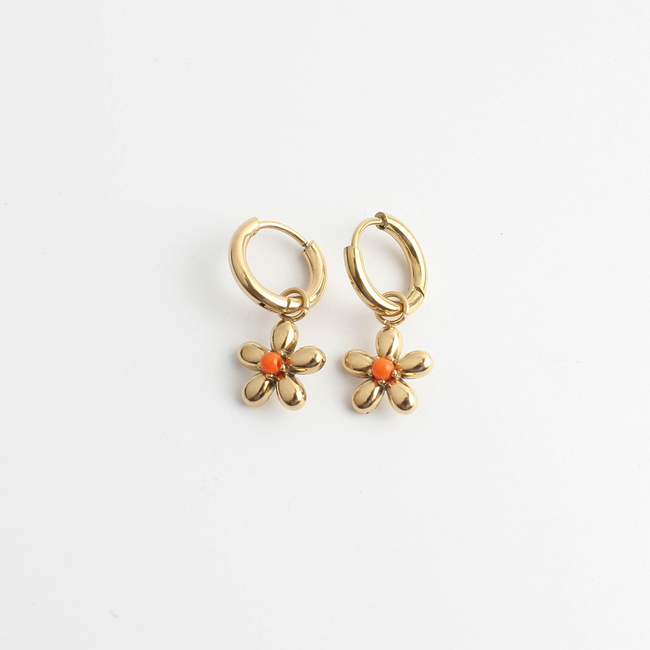 'Poppy' pendientes NARANJA - Acero inoxidable