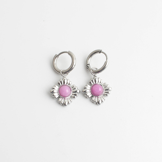 'Riley' Pendientes ROSA PLATA - Acero inoxidable