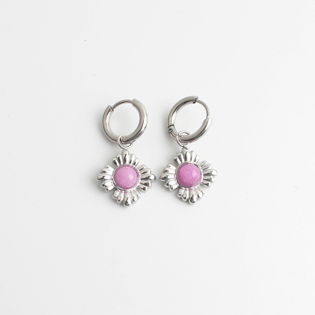 'Riley' Boucles d'oreilles ROSE ARGENT - Acier inoxydable