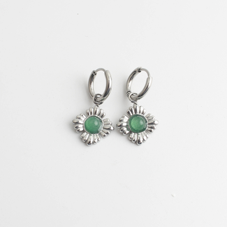 'Riley' Boucles d'oreilles VERT ARGENT - Acier inoxydable