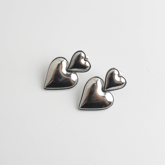 'Two hearts' EARRINGS SILVER - Stainless steel