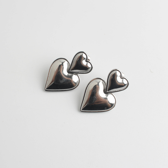 'Two hearts' BOUCLES D'OREILLES ARGENT - Acier inoxydable