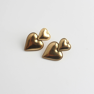 'Two hearts' BOUCLES D'OREILLES - Acier inoxydable