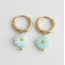 Boucles d'Oreilles Fleur Marguerite Bleu  Or - Acier Inoxydable