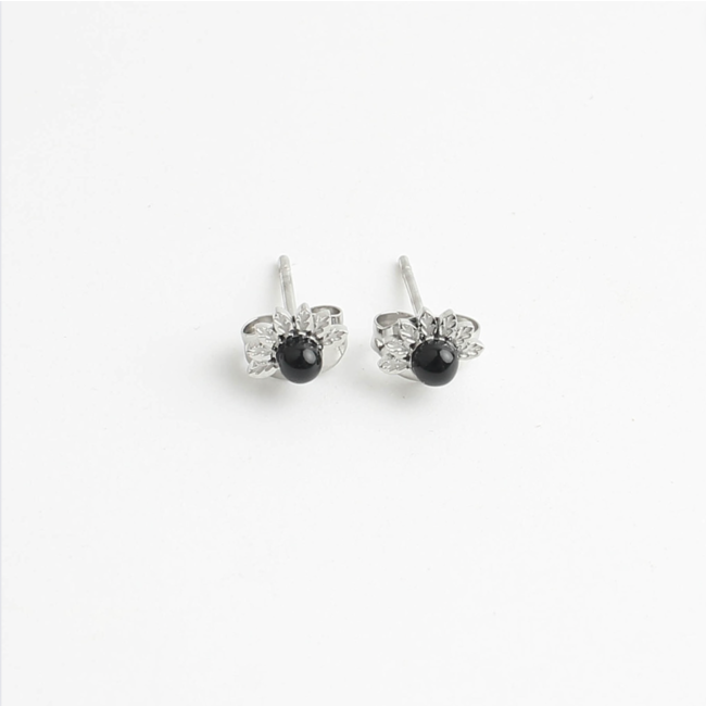 "Nadia" earrings BLACK Silver - Stainless steel