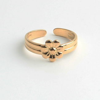 'Blossom' acero inoxidable anillo de flores - ajustable