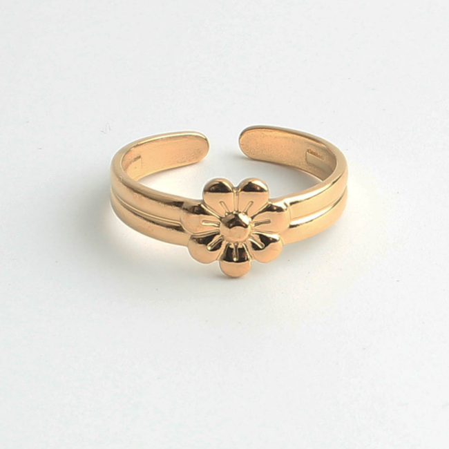 'Blossom' flower ring - stainless steel - adjustable