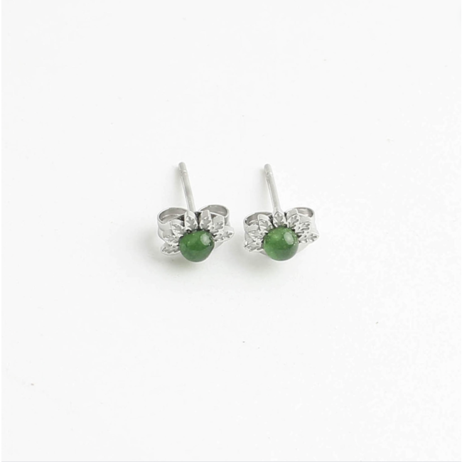 "Nadia" BOUCLES D'OREILLES Argent Vert - Acier inoxydable