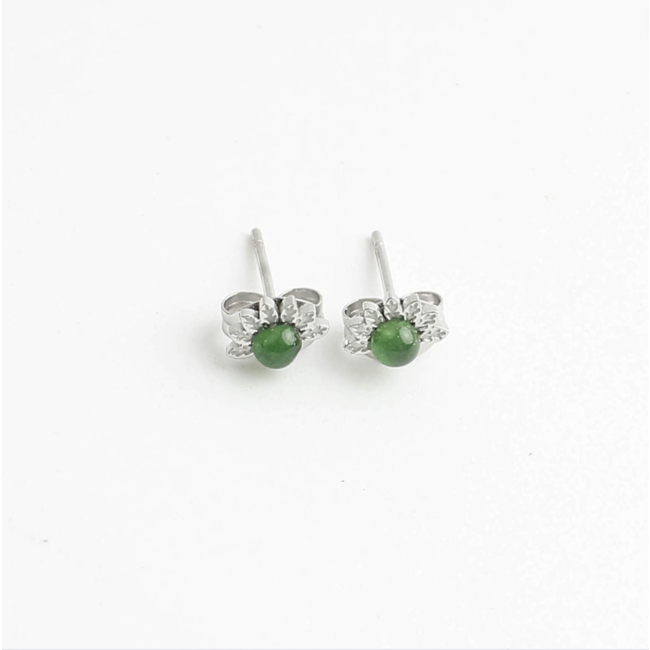 "Nadia" earrings Green Silver - Stainless steel