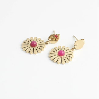 'Kelly' Boucles d'oreilles Rose - acier inoxydable