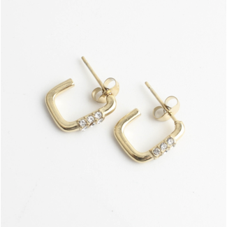 'Square glitter hoop' Pendientes oro - acero inoxidable