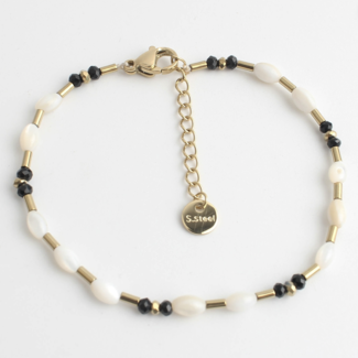 'Lela' pulsera Negro - Acero inoxidable