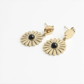 'Kelly' Boucles d'oreilles Noir - acier inoxydable