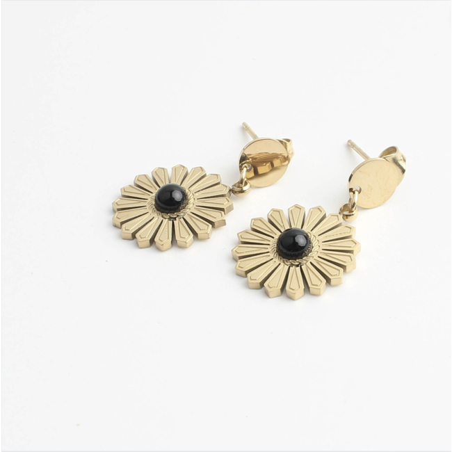 'Kelly' Pendientes Negro - acero inoxidable