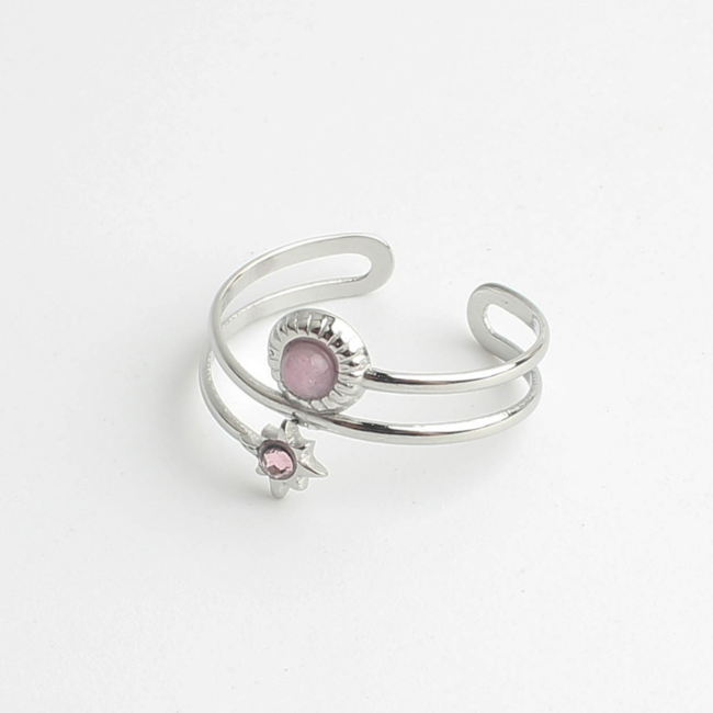 'Candace' anello ARGENTO  ROSA - Acciaio inossidabile (Regolabile)