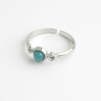 Anillo "Danira" AZUL PLATA - acero inoxidable (ajustable)