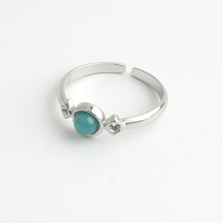 "Danira" ring BLUE SILVER - stainless steel (adjustable)