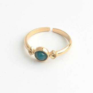 Bague "Danira" BLEU OR - acier inoxydable (ajustable)