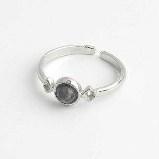 "Danira" ring LABRADORITE SILVER - stainless steel (verstelbaar)