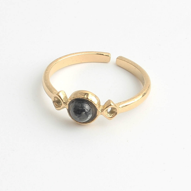 "Danira" ring LABRADORITE GOLD - stainless steel (adjustable)