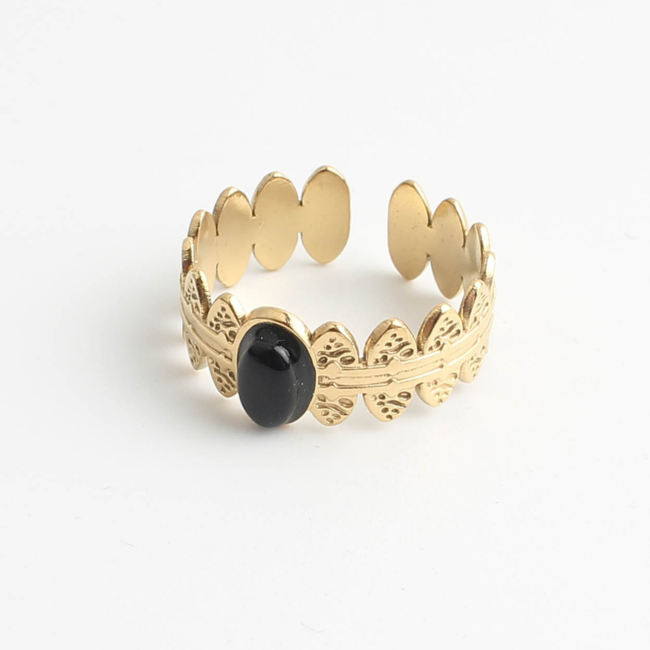 'Didi' Ring Black & Gold - Adjustable