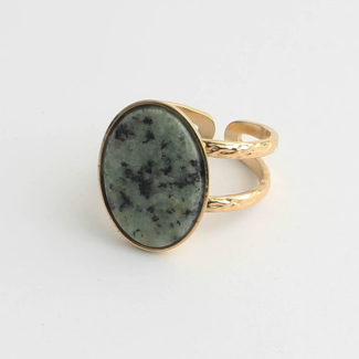 "Layla" Anillo Rocky green - Acero Inoxidable