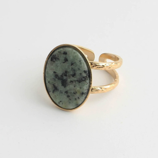 "Layla" Ring Rocky green gold - Edelstahl