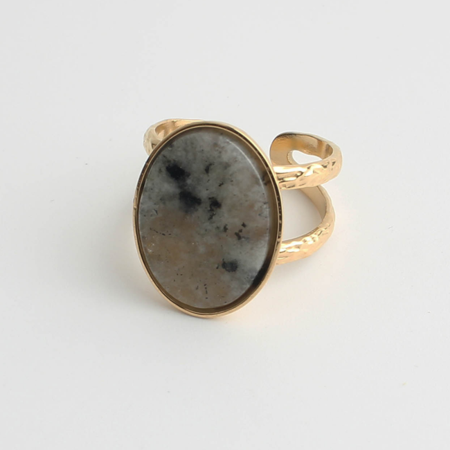 "Layla" Bague Labradorite Or - Acier Inoxydable